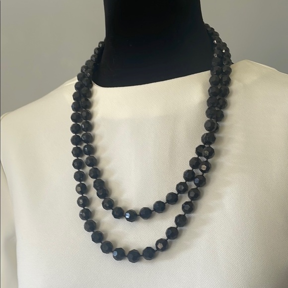 Black beads necklace vintage beads with a little sparkle - Picture 2 of 4